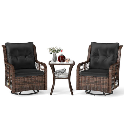 3-Piece Patio Conversation Set with Swivel Glider Chairs