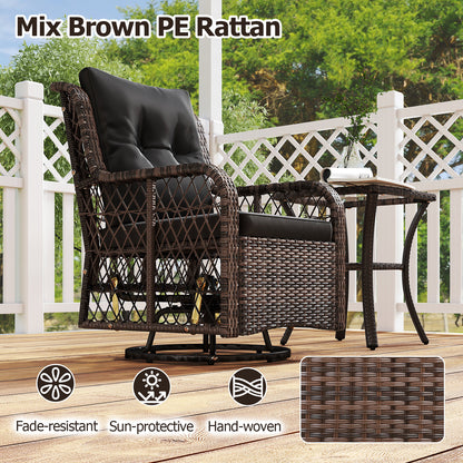 3-Piece Patio Conversation Set with Swivel Glider Chairs