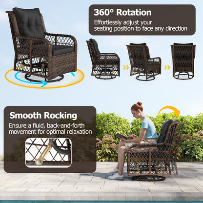 3-Piece Patio Conversation Set with Swivel Glider Chairs