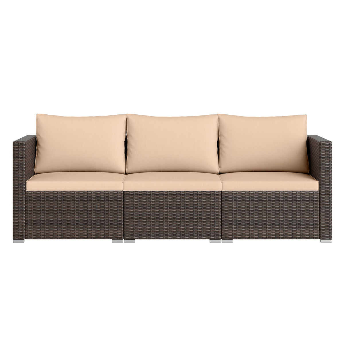 3 Pieces Patio Sectional Sofa Set with Soft Cushions