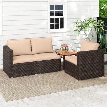 3 Pieces Patio Sectional Sofa Set with Soft Cushions