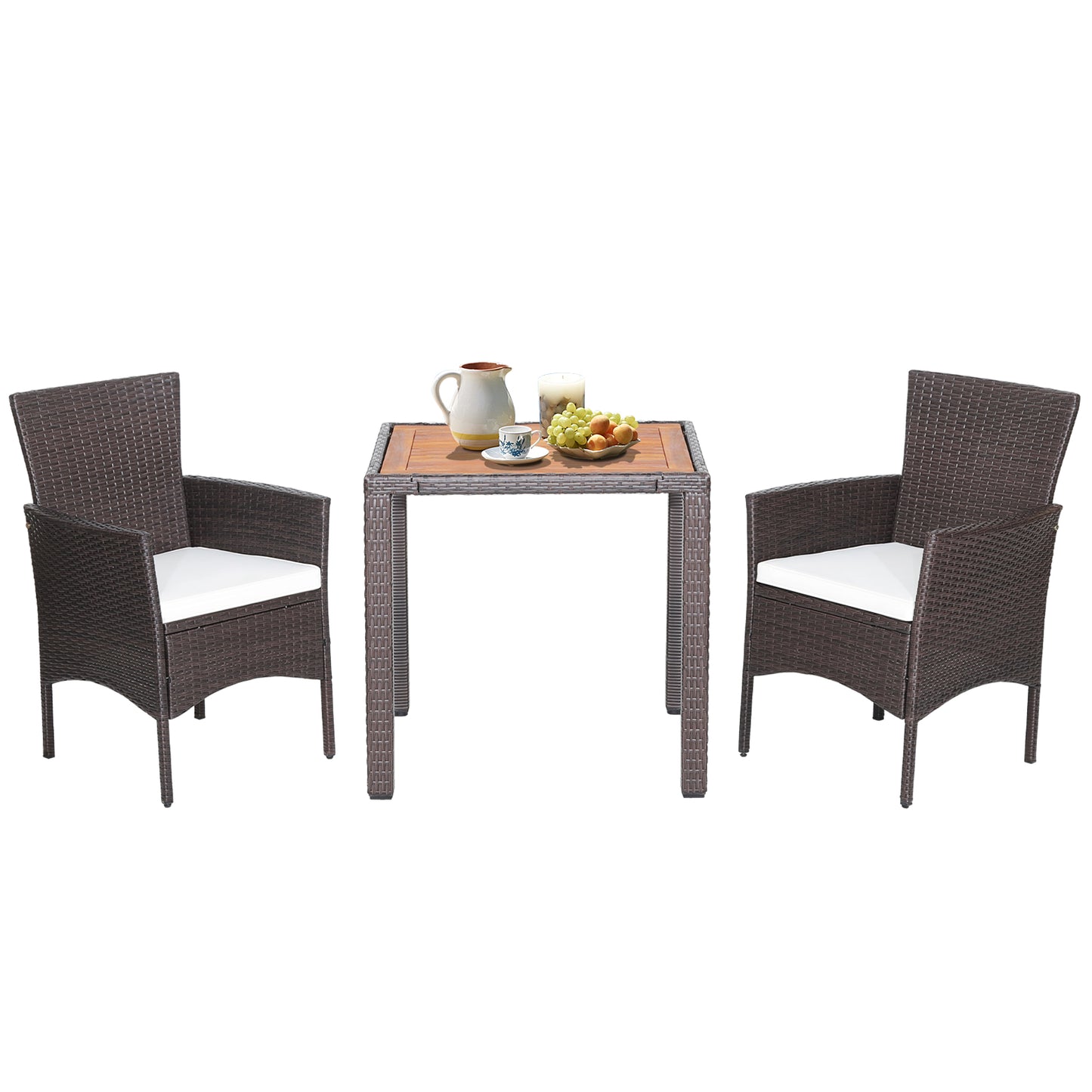 3-Piece Patio Conversation Set with Acacia Wood Table