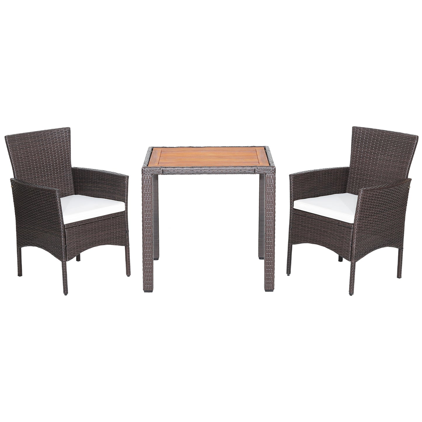 3-Piece Patio Conversation Set with Acacia Wood Table