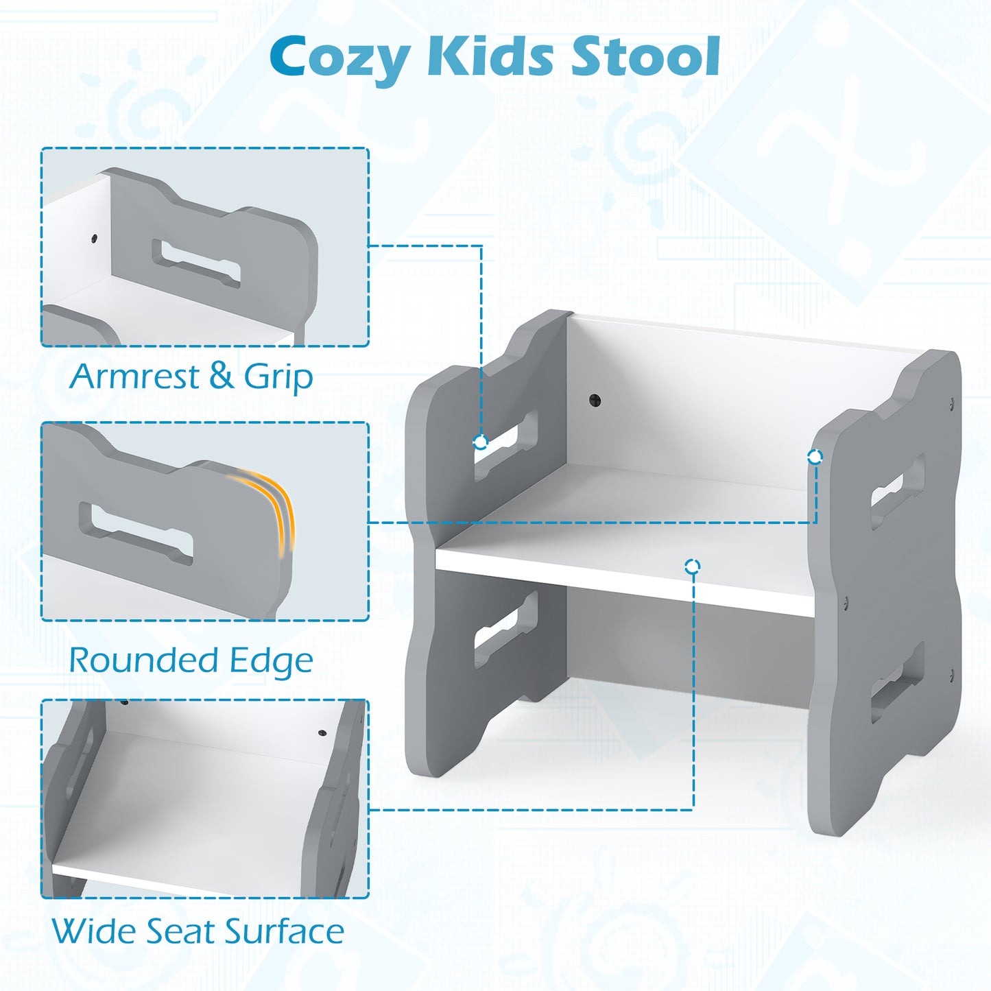 Toddler Table and Chair Set with 2 Stools - Natural Wood