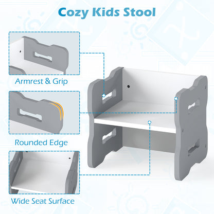 Toddler Table and Chair Set with 2 Stools - Natural Wood