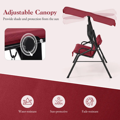 3-Seat Porch Swing with Canopy and Cushions