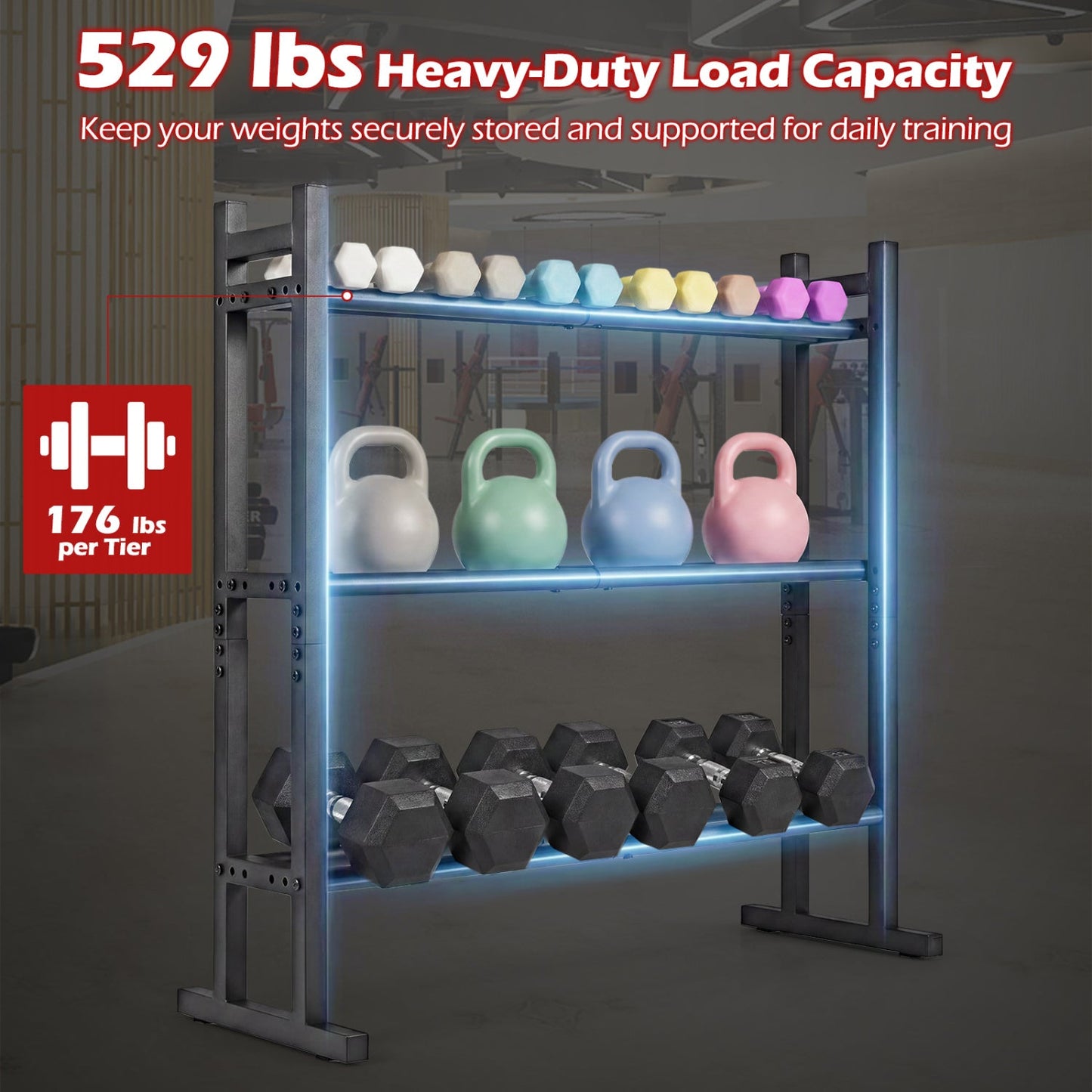 3-Tier Dumbbell Rack with 529 LB Capacity