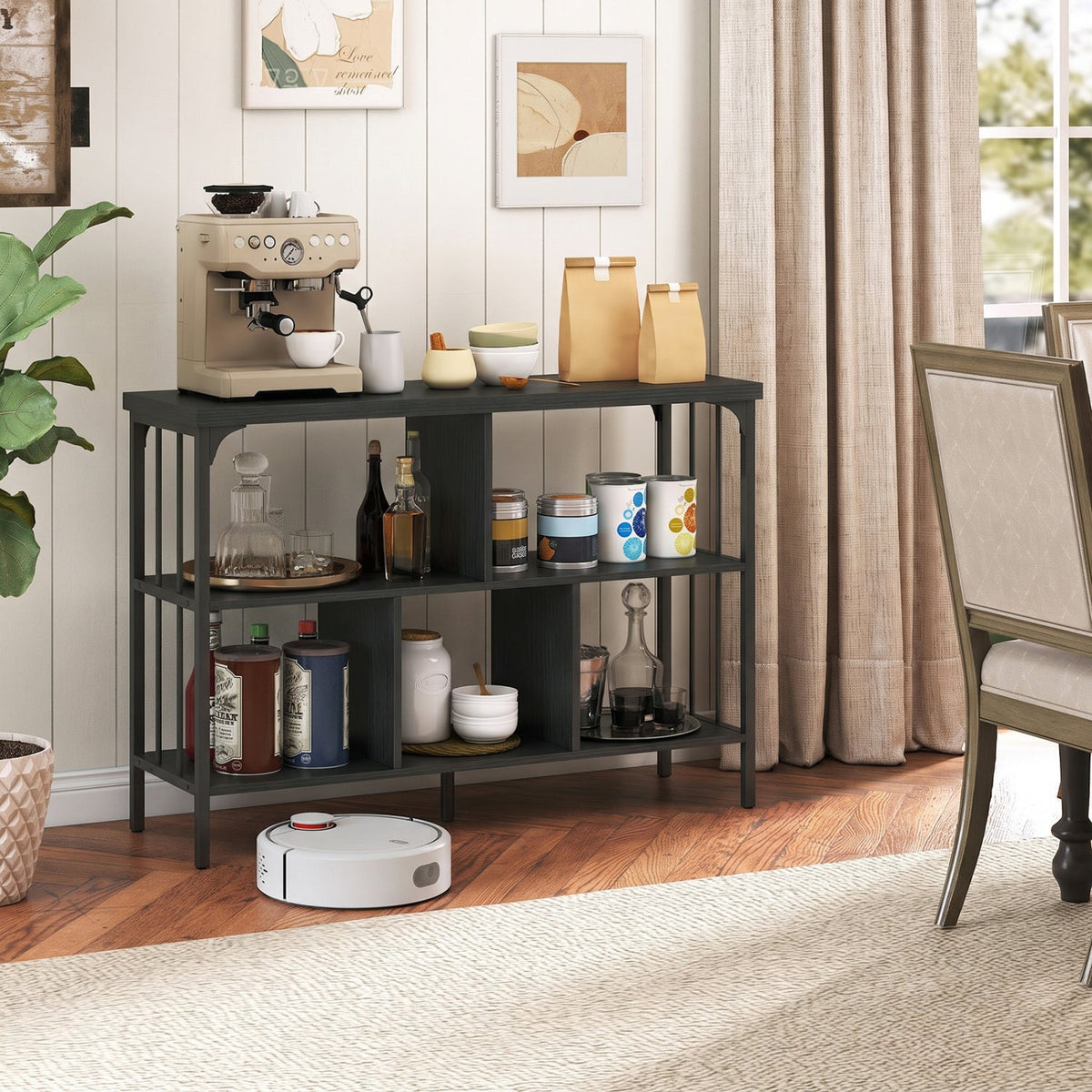 3-Tier Horizontal Cubby Bookshelf with Open Shelves