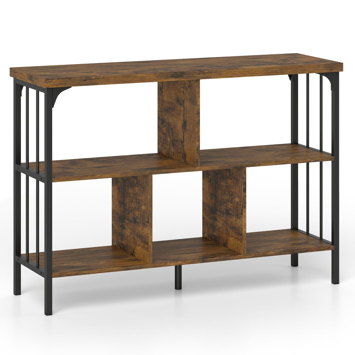 3-Tier Horizontal Cubby Bookshelf with Open Shelves