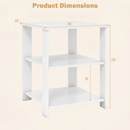 3-Tier Square Side Table with Open Storage Shelves