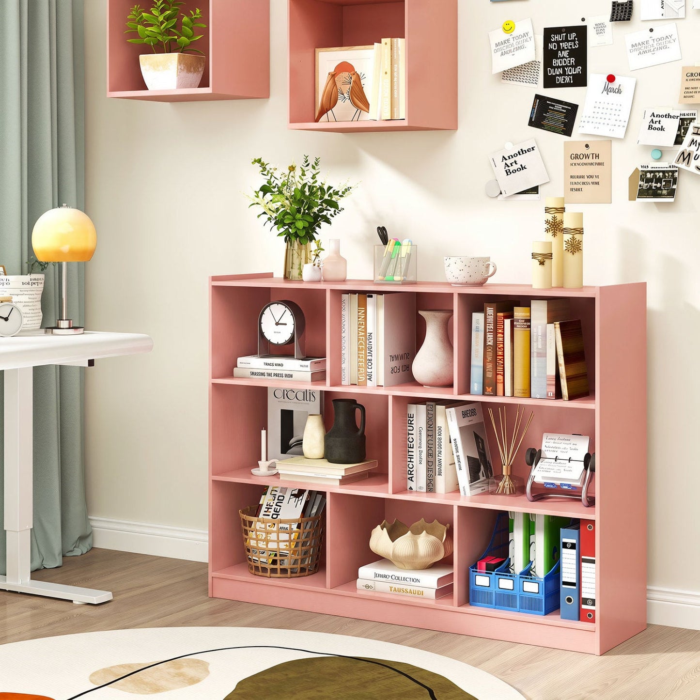 3-Tier Open Bookcase with 8 Cube Storage Shelves