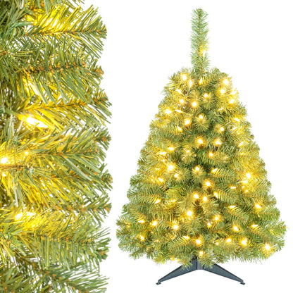 3 ft Pre-Lit Artificial Mini Christmas Tree with 100 Warm White LED Lights