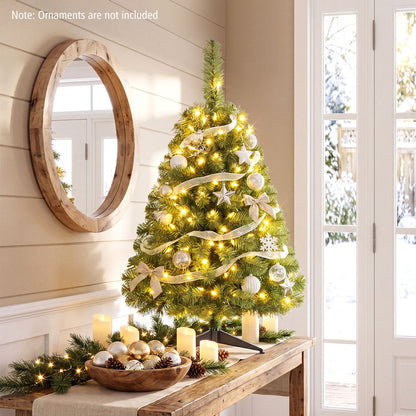 3 ft Pre-Lit Artificial Mini Christmas Tree with 100 Warm White LED Lights