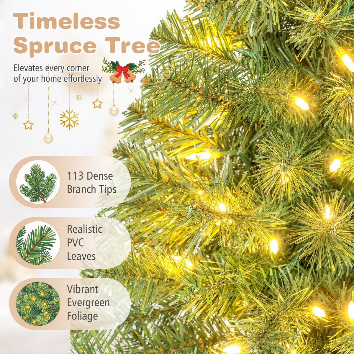 3 ft Pre-Lit Artificial Mini Christmas Tree with 100 Warm White LED Lights