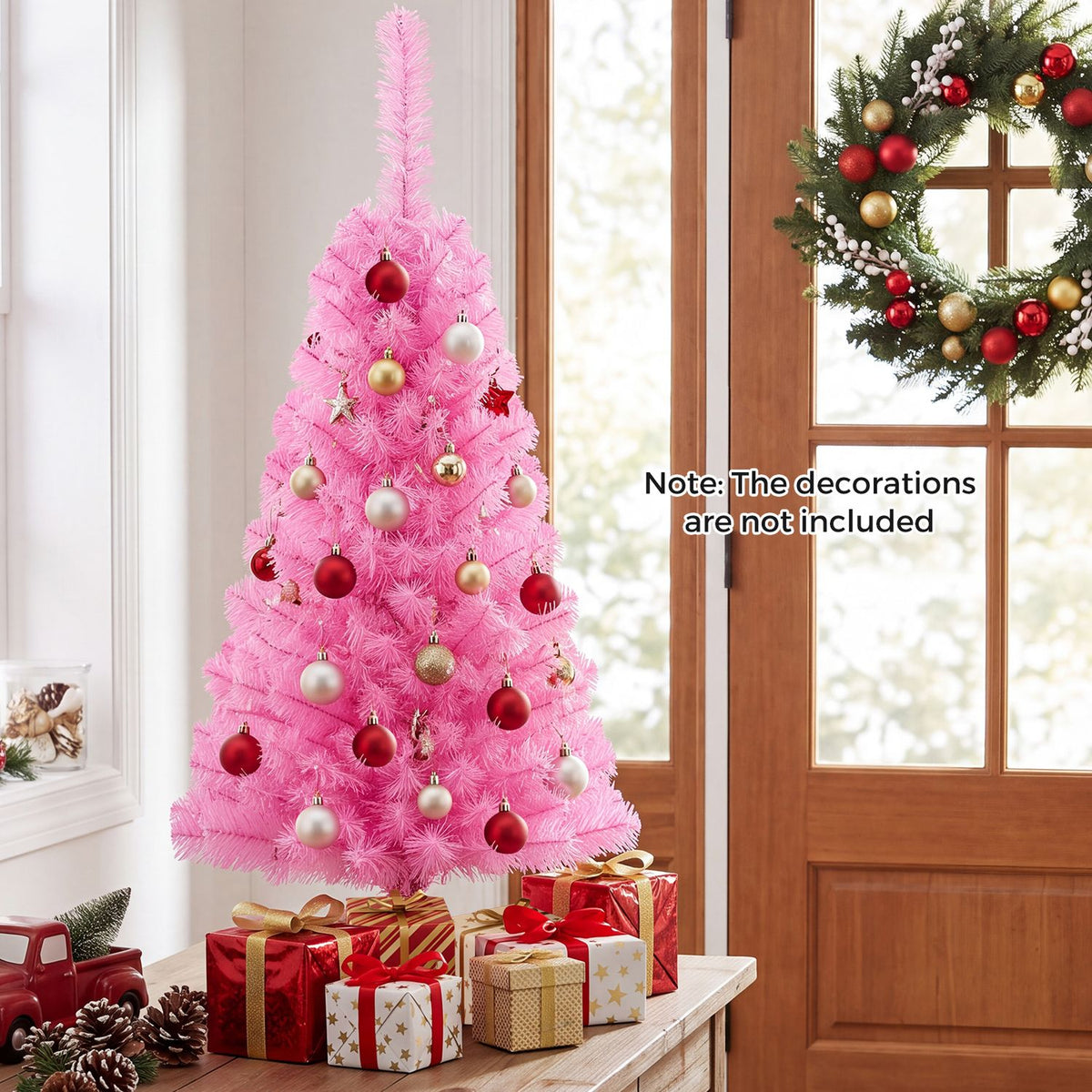 3 ft Premium Artificial Christmas Mini Tree with Stand-Pink