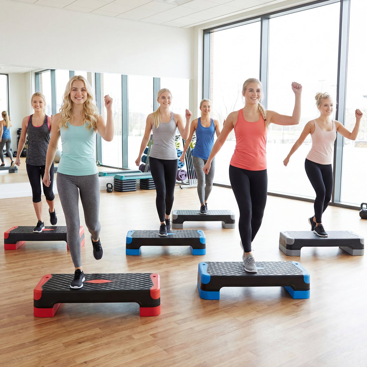 3-in-1 Aerobic Step Platform with Risers and Balance Trainers