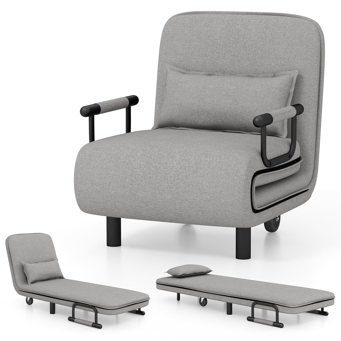 Convertible Sofa Bed with 5-Position Adjustable Backrest