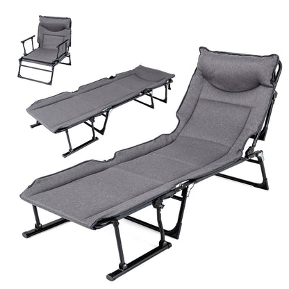 3-in-1 Folding Camping Cot with Adjustable Backrest