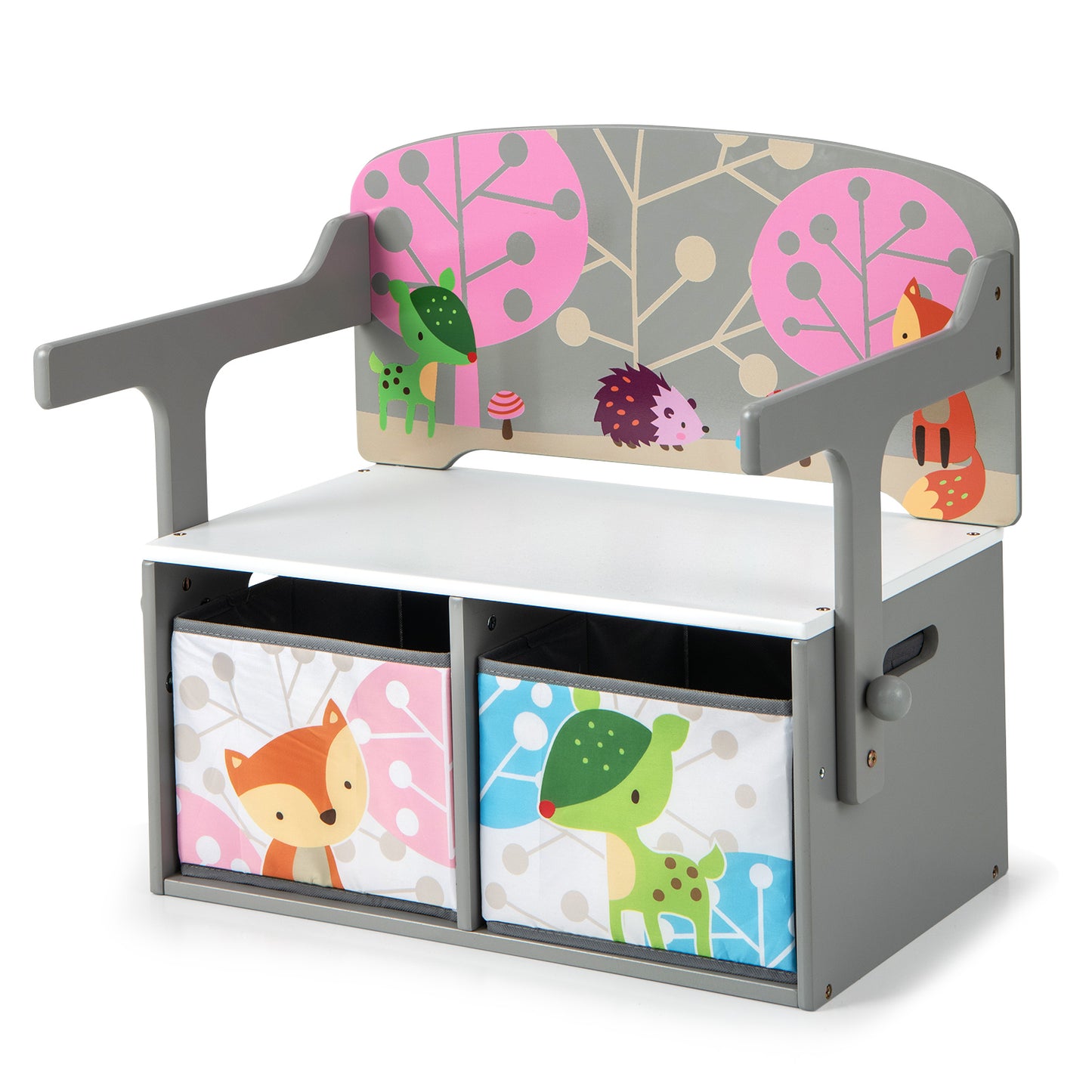 3-in-1 Convertible Kids Activity Bench with Storage Bins