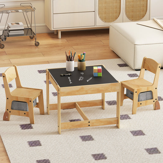 Kids Table and Chair Set with Storage Drawers - 3 in 1