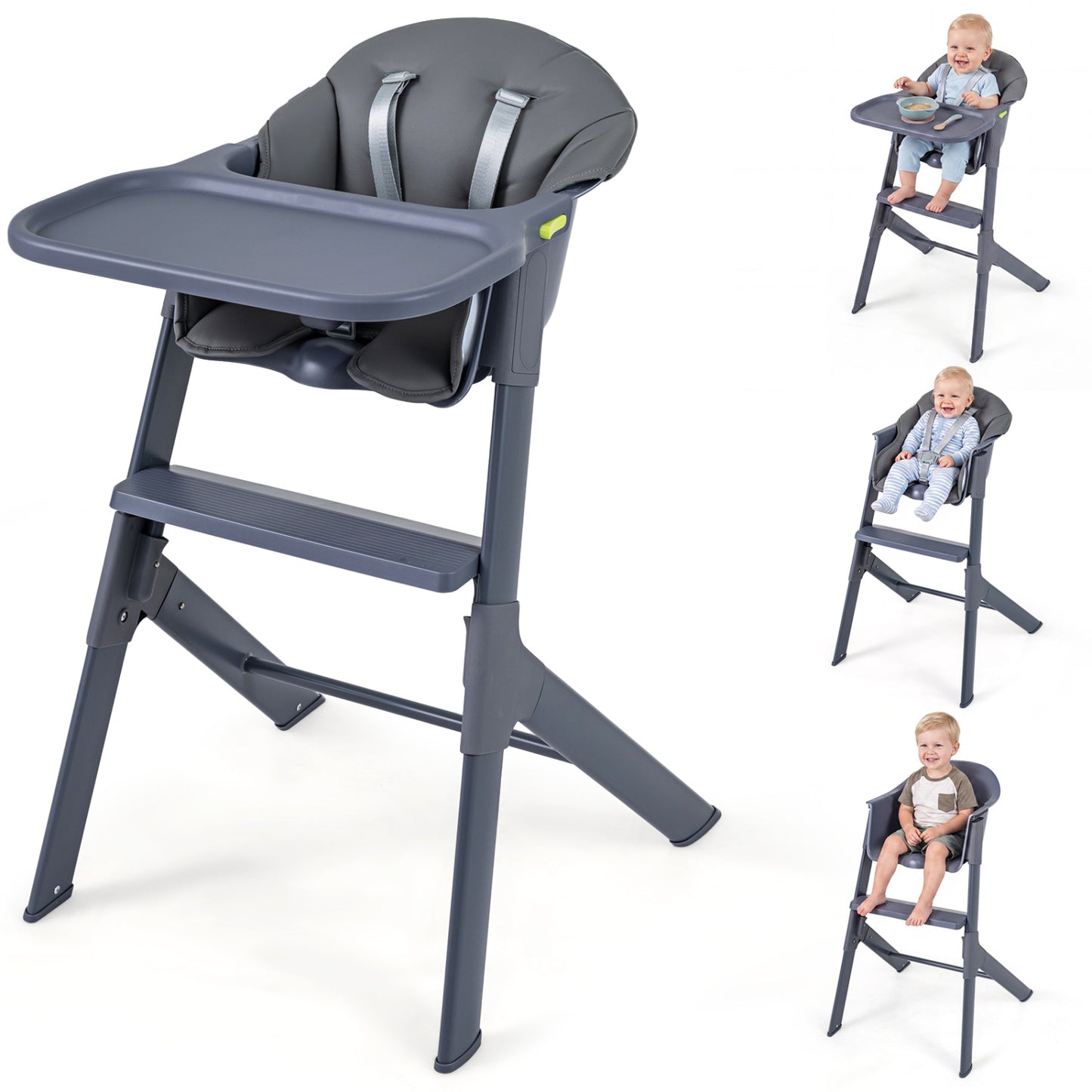 3-in-1 Convertible Baby High Chair with Tray and Footrest