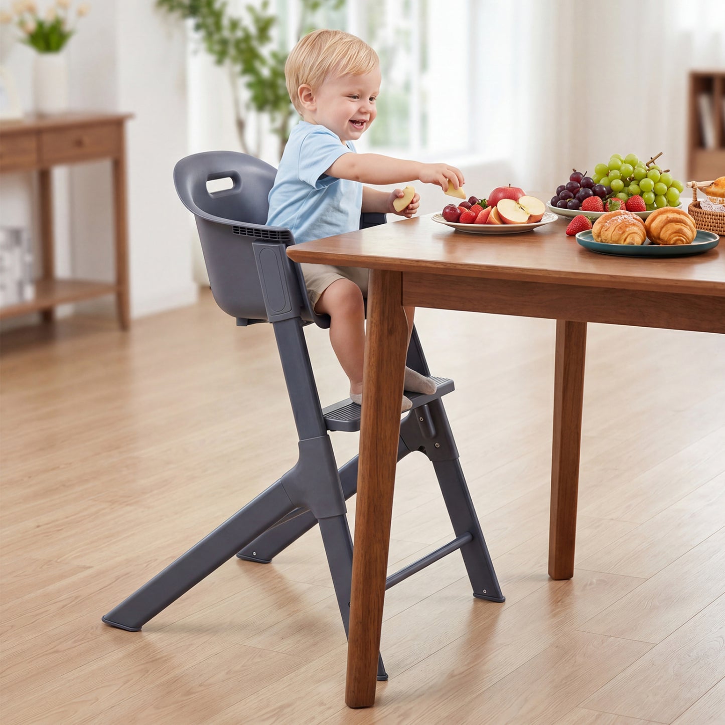 3-in-1 Convertible Baby High Chair with Tray and Footrest