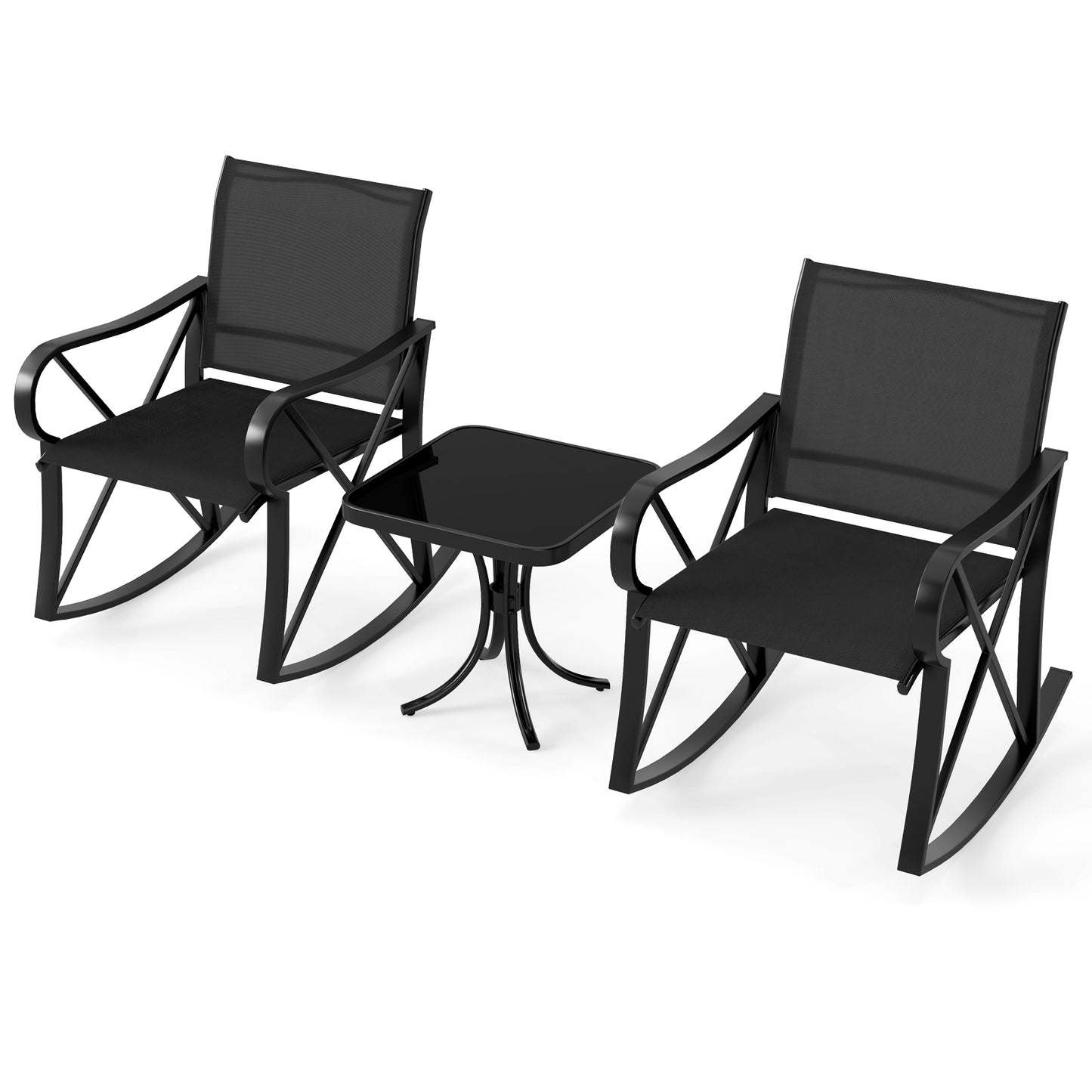 3-Piece Patio Rocking Chair Set with Side Table