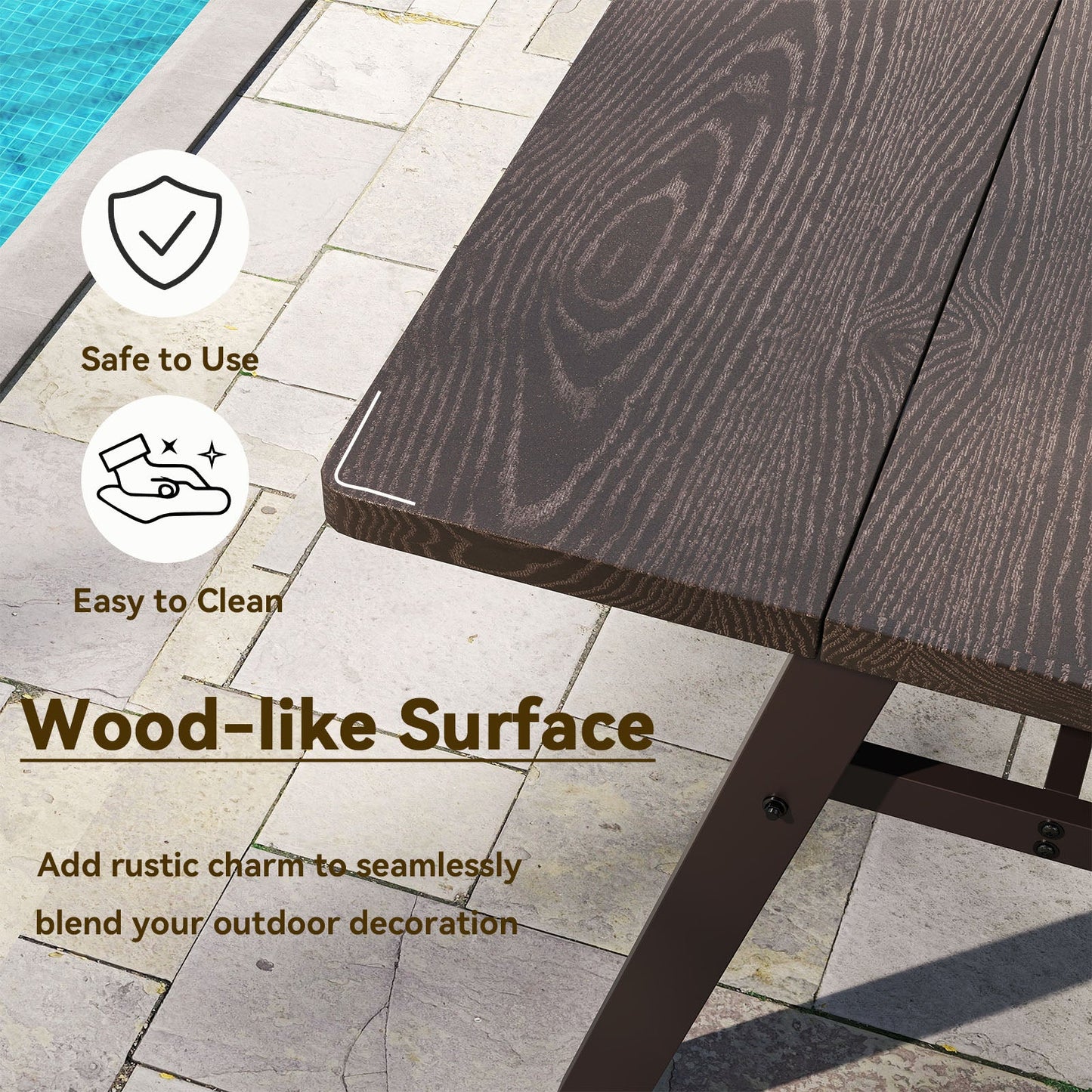 3 Pieces Outdoor Picnic Table and Benches Set for 6 People