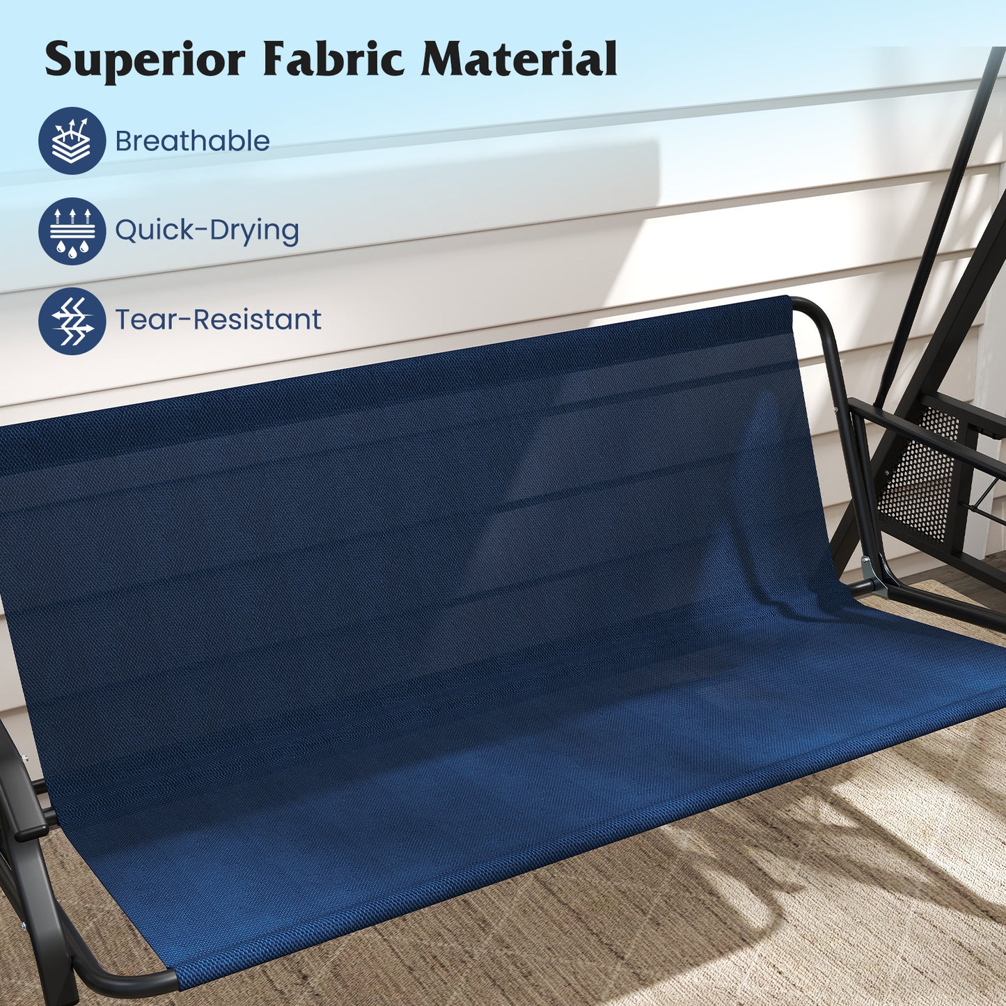 3-Seat Patio Swing Chair with Adjustable Canopy & Cushions