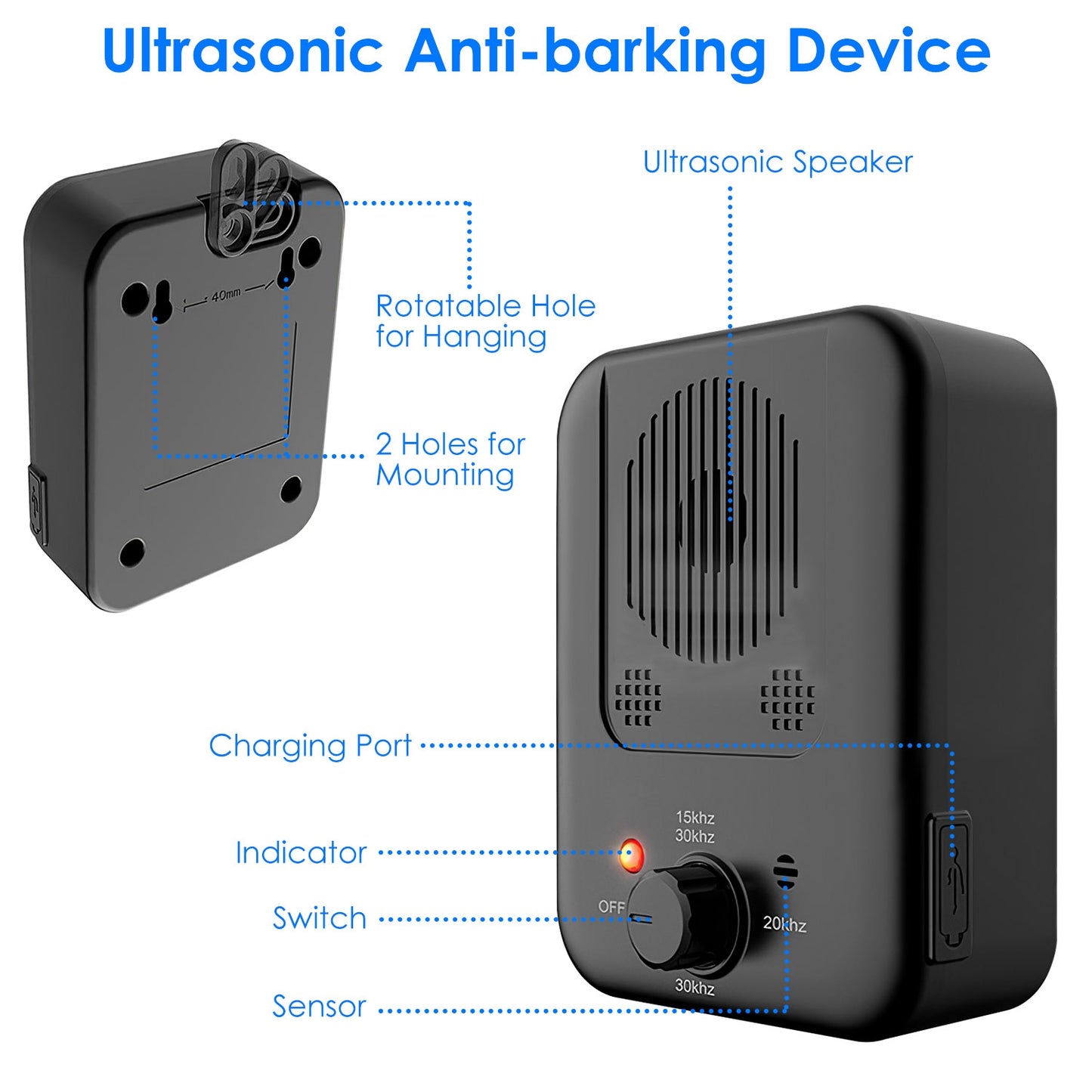 Ultrasonic Dog Bark Control Device with 3 Frequency Levels