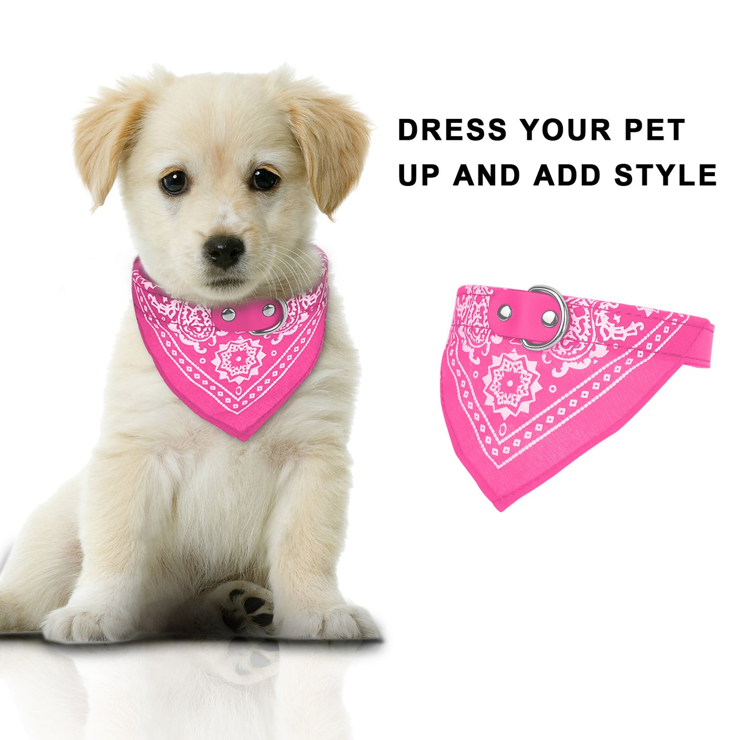 Dog Bandana Collar with Adjustable Leather Strap