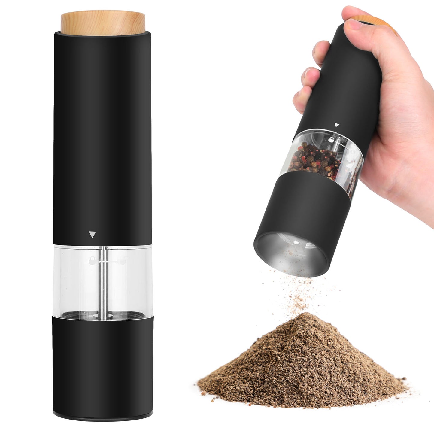 Electric Salt and Pepper Grinder Set - Battery Powered, 2 Pack