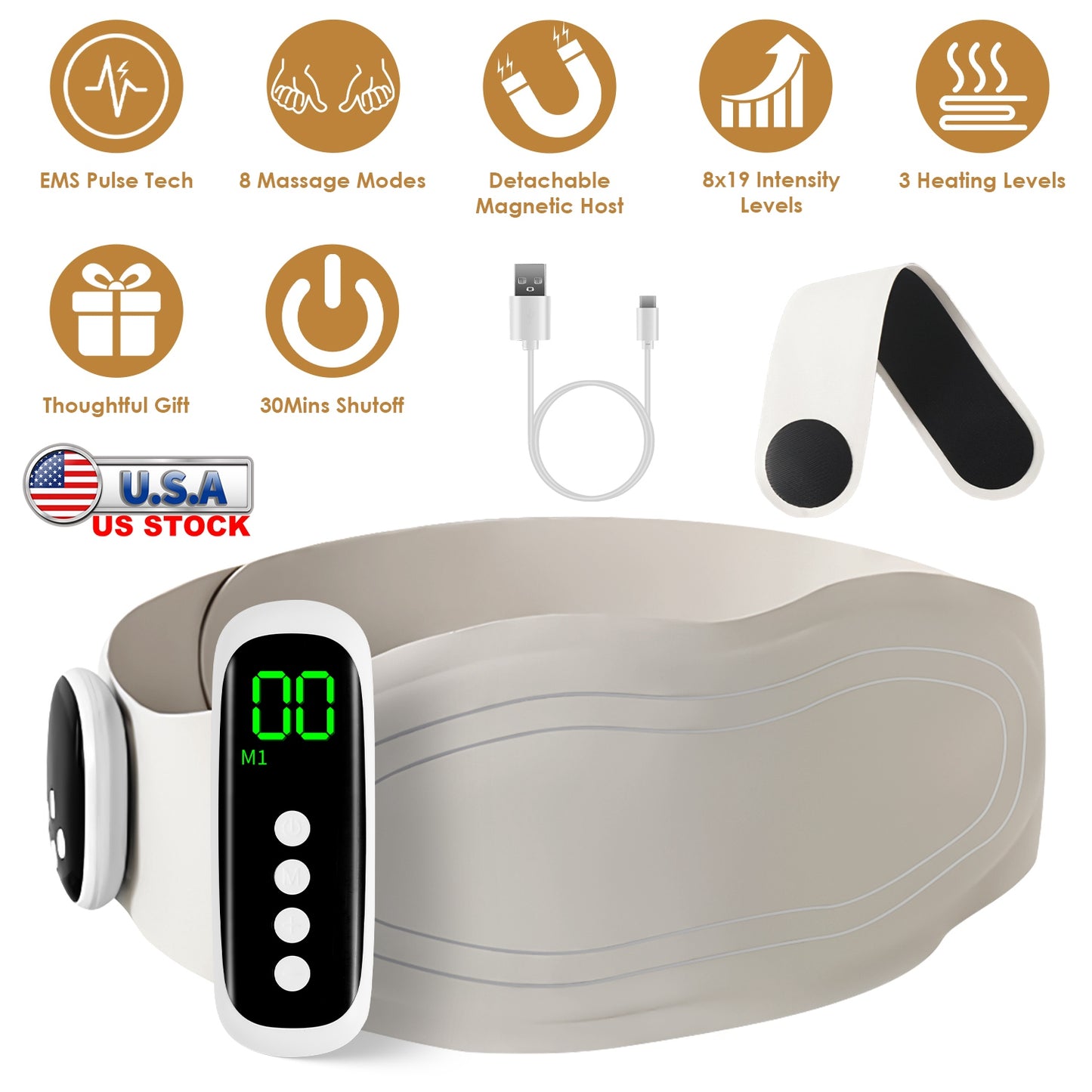 EMS Lower Back Massager Heating Pad with Remote Control