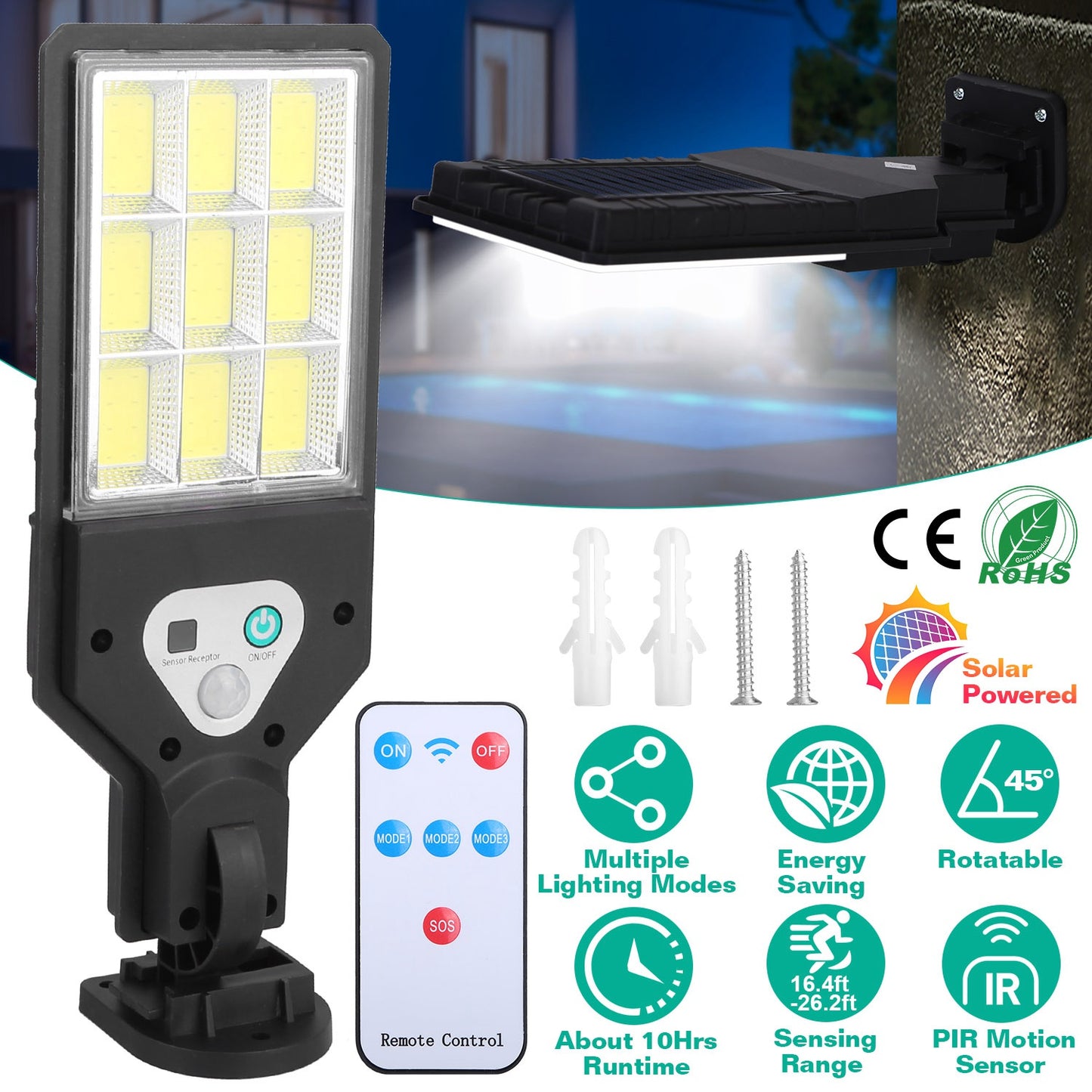 Solar Wall Light with Motion Sensor and Remote Control