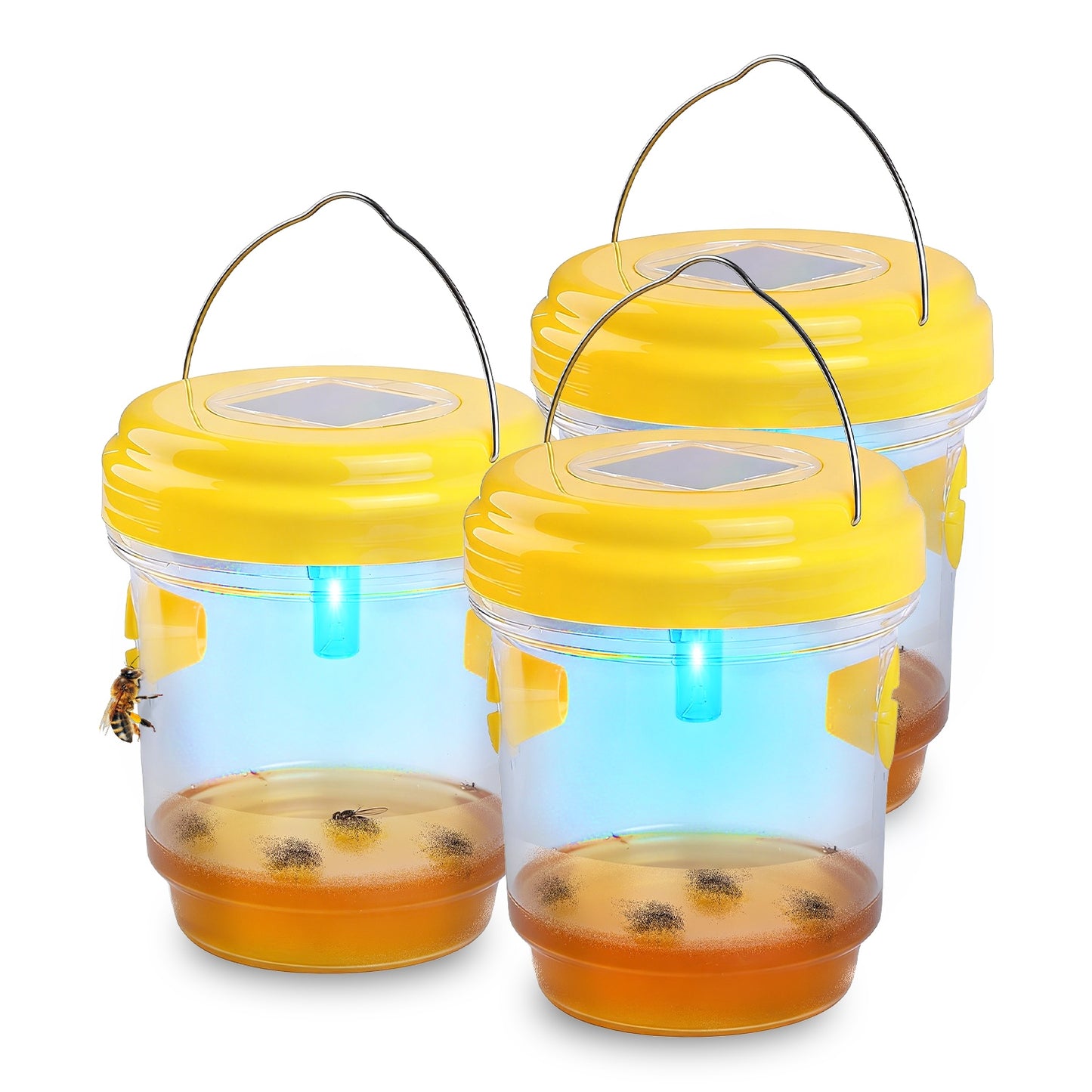 Solar Wasp Trap with UV Light - 3 Pack Outdoor Hanging