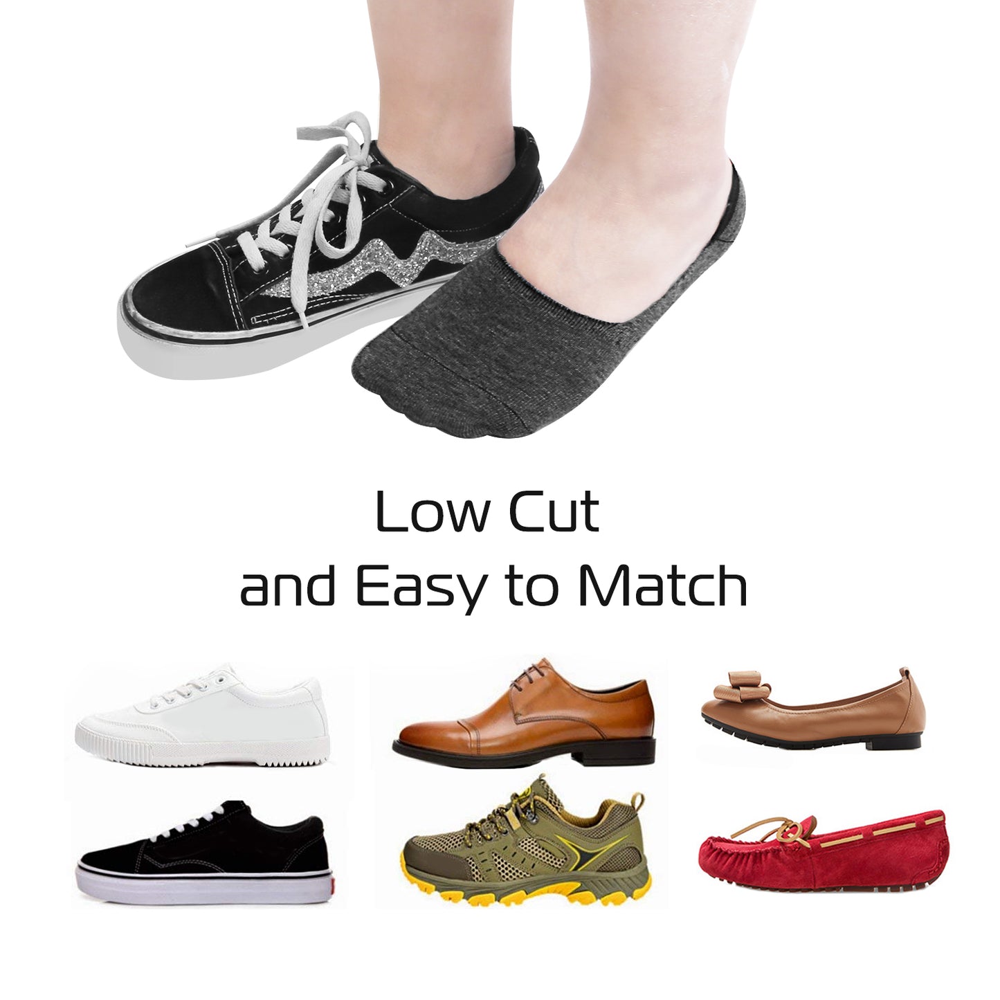 No Show Socks 5 Pairs Breathable Boat Socks