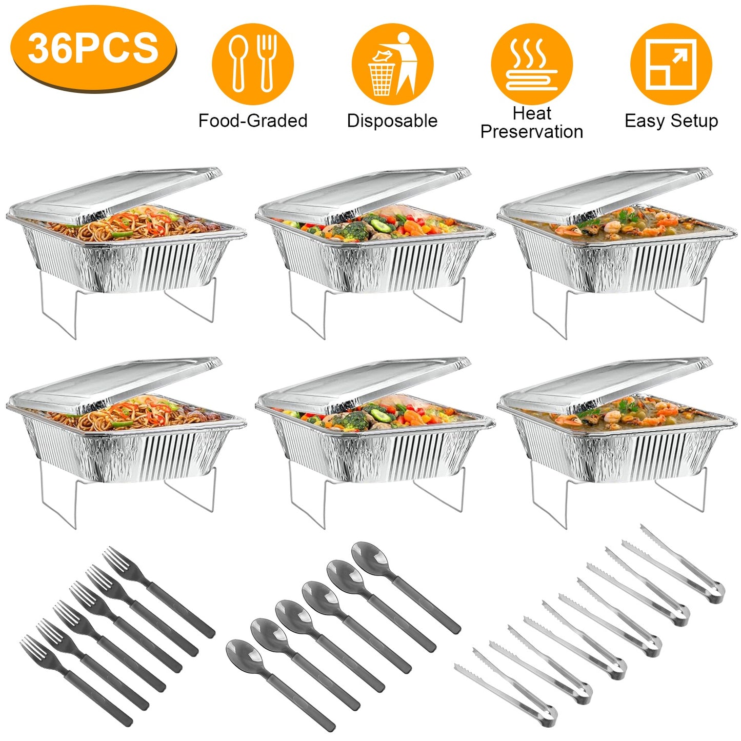 Disposable Chafing Dish Buffet Set - 36 Piece Party Server
