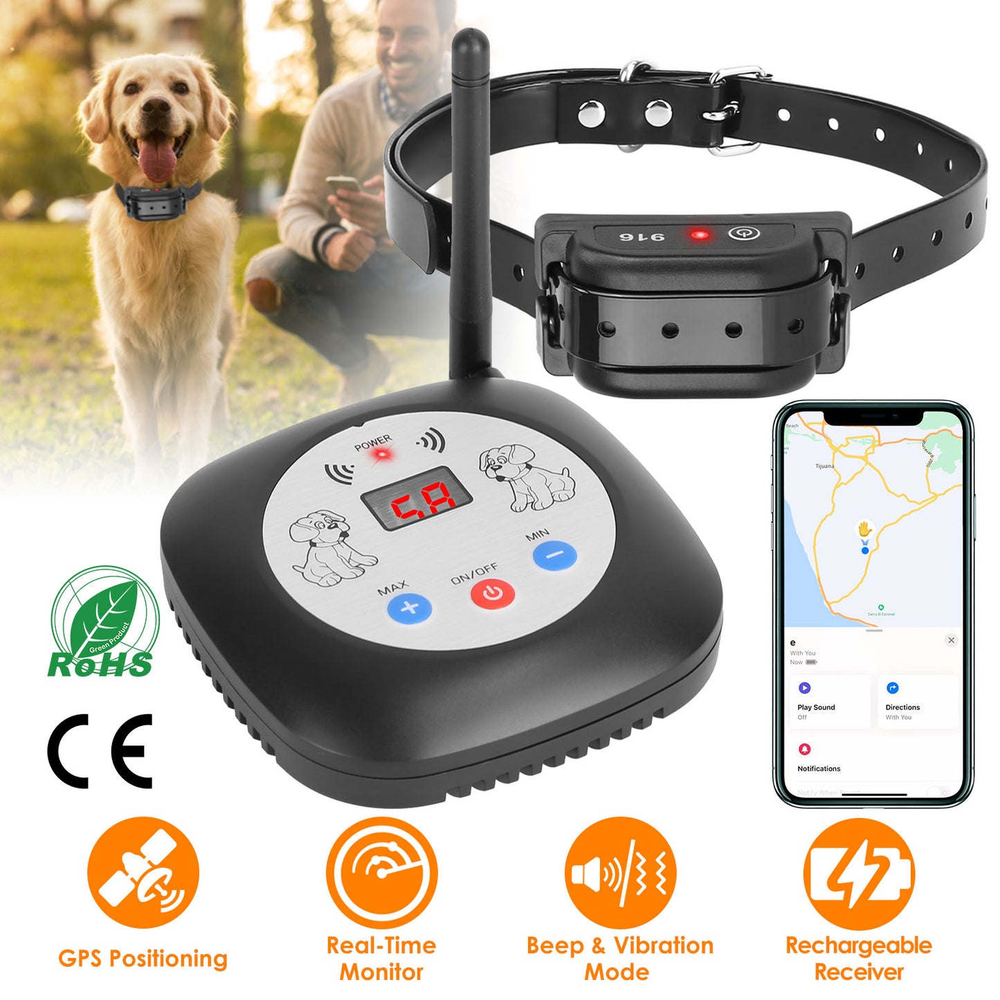 Wireless Dog Fence System with GPS Tracking and Collar