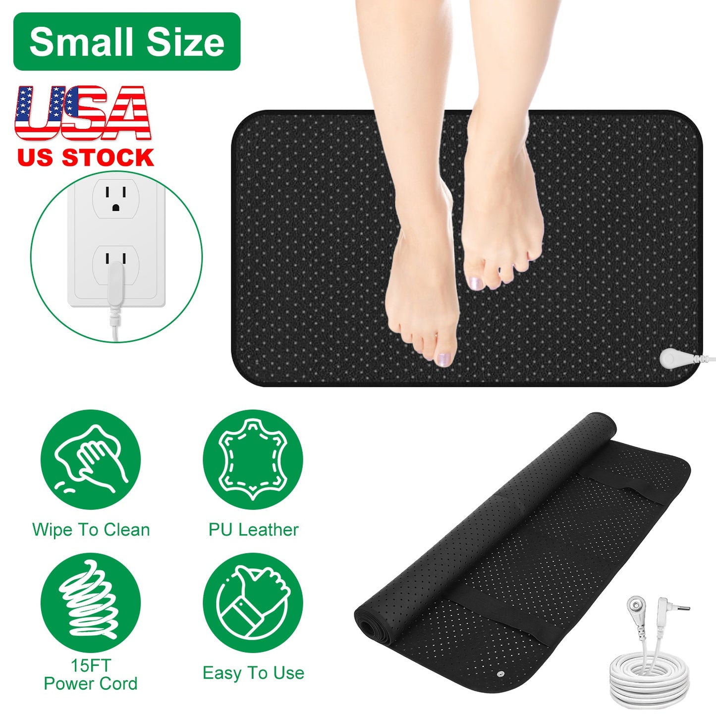 Grounding Mat with 15ft Cord – PU Leather Anti-Slip Design