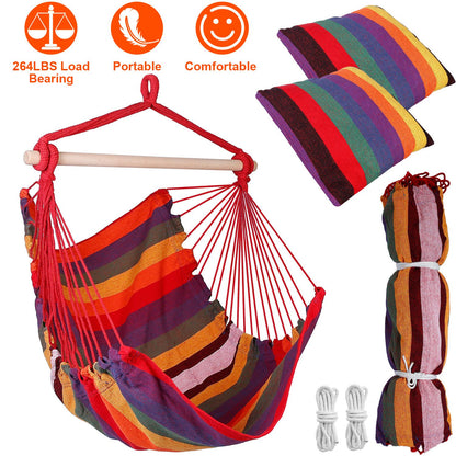 Hanging Hammock Chair with Pillows – 265 lbs Capacity