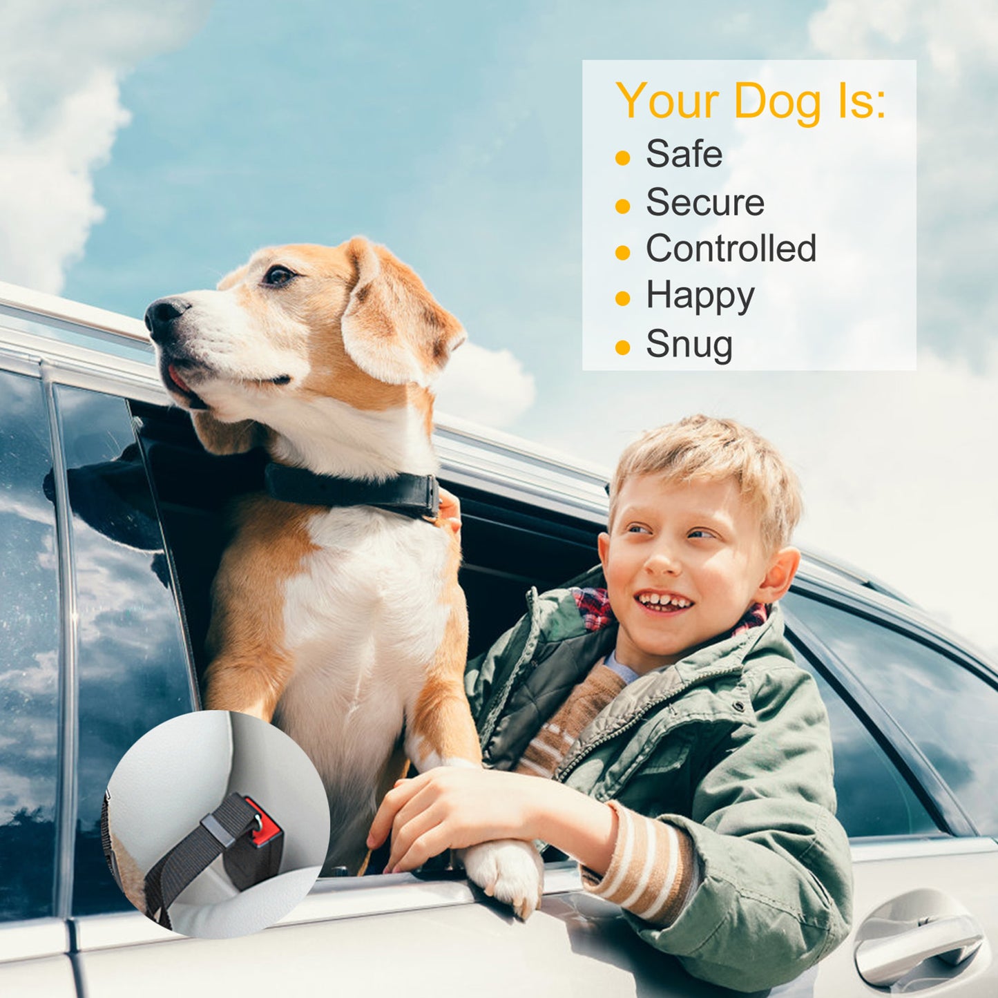 Dog Seat Belt Leash 2-Pack Adjustable Car Safety Harness