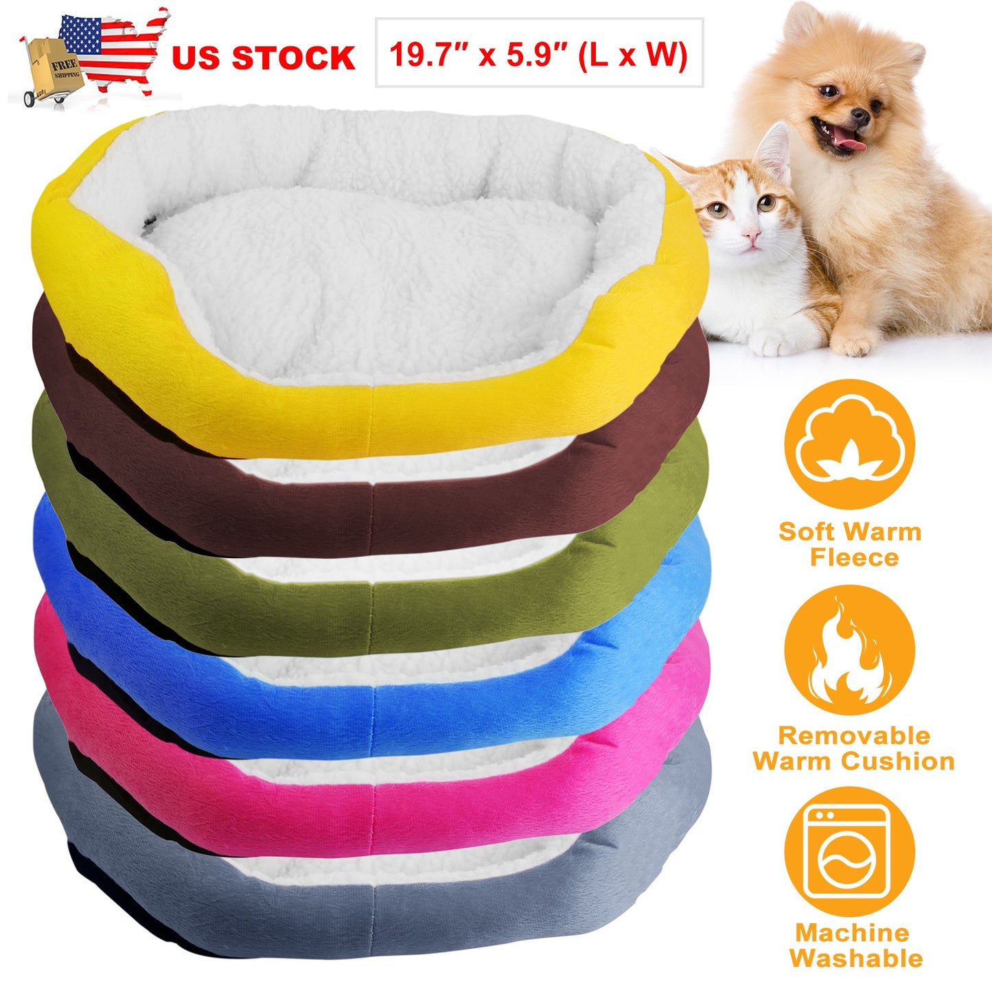 Soft Fleece Dog Bed with Reversible Cushion for Small Pets