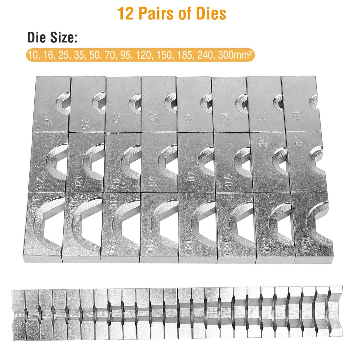 12 Ton Hydraulic Wire Crimper with 12 Dies