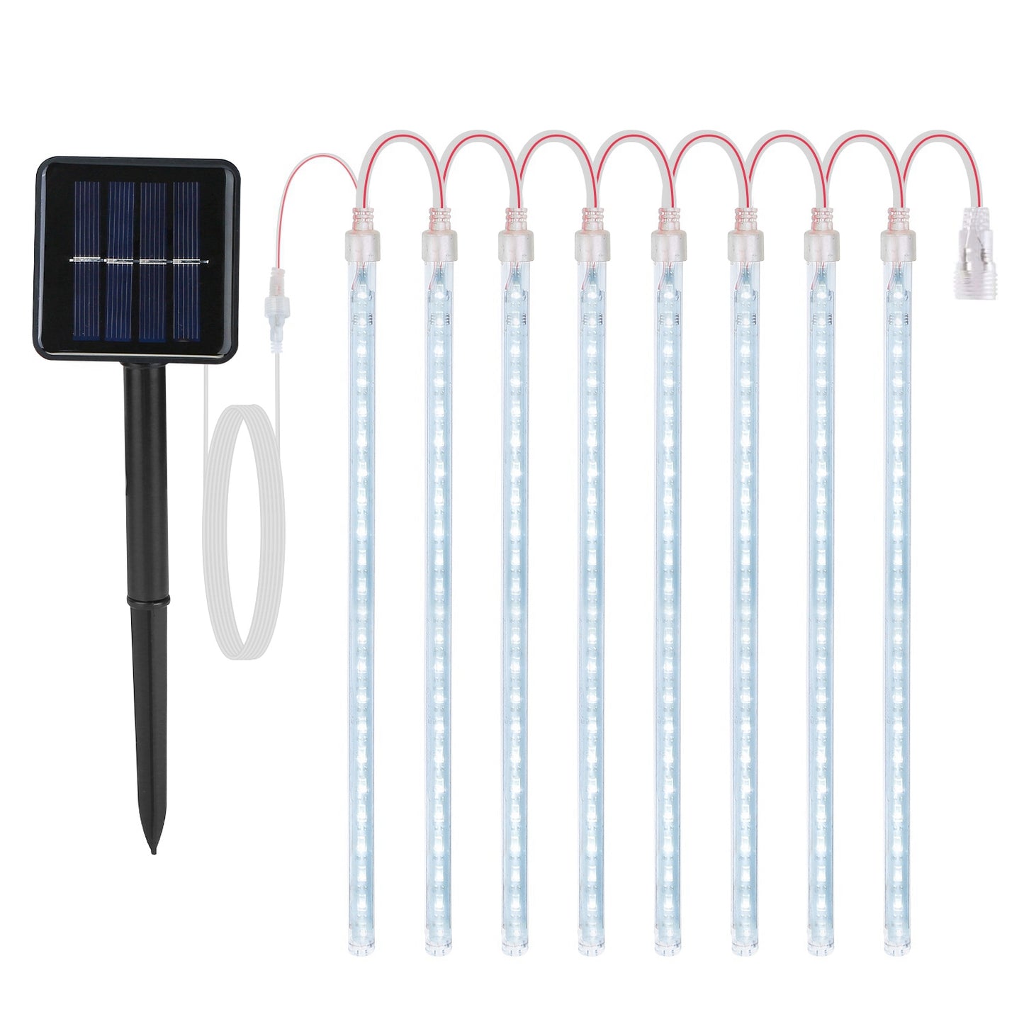 Solar Meteor Shower String Lights 8 Tubes 144 LED Waterproof