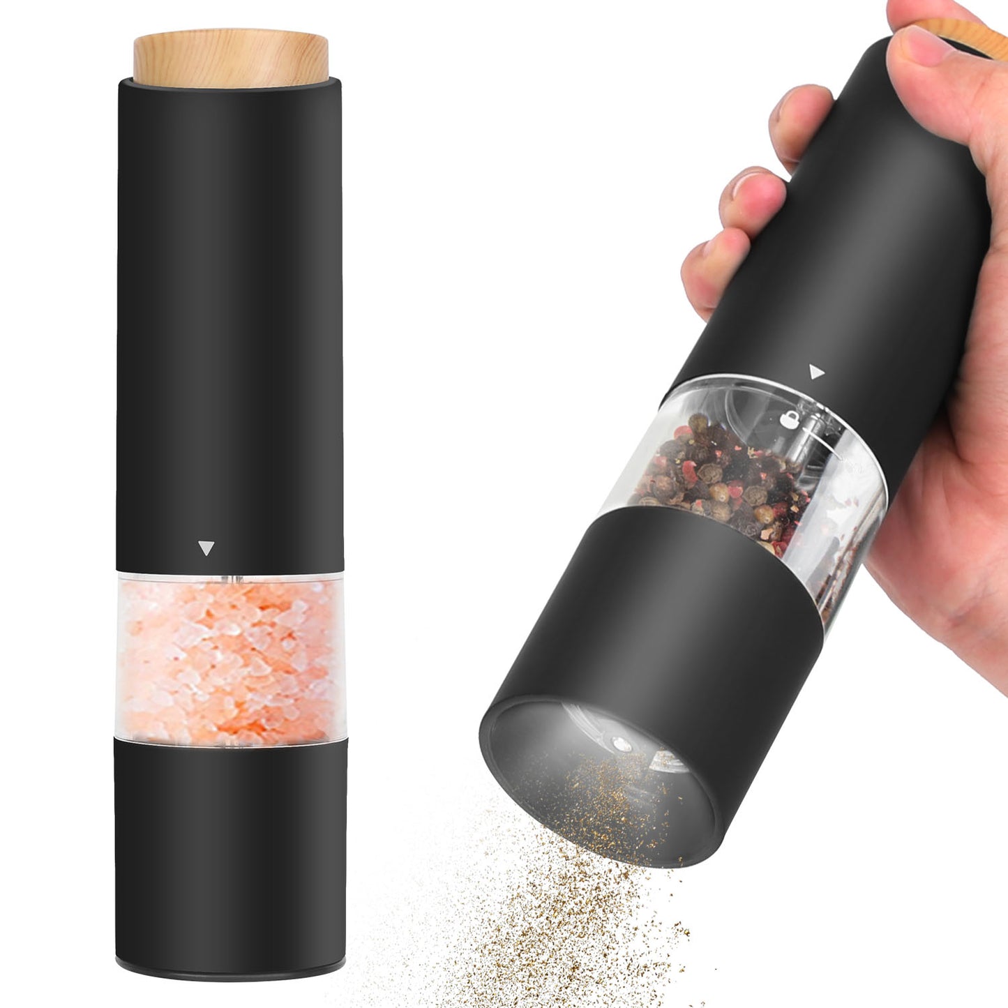 Electric Salt and Pepper Grinder Set - Battery Powered, 2 Pack
