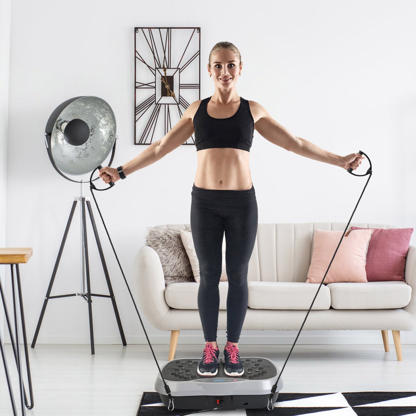 Vibration Platform Exercise Machine with Resistance Bands