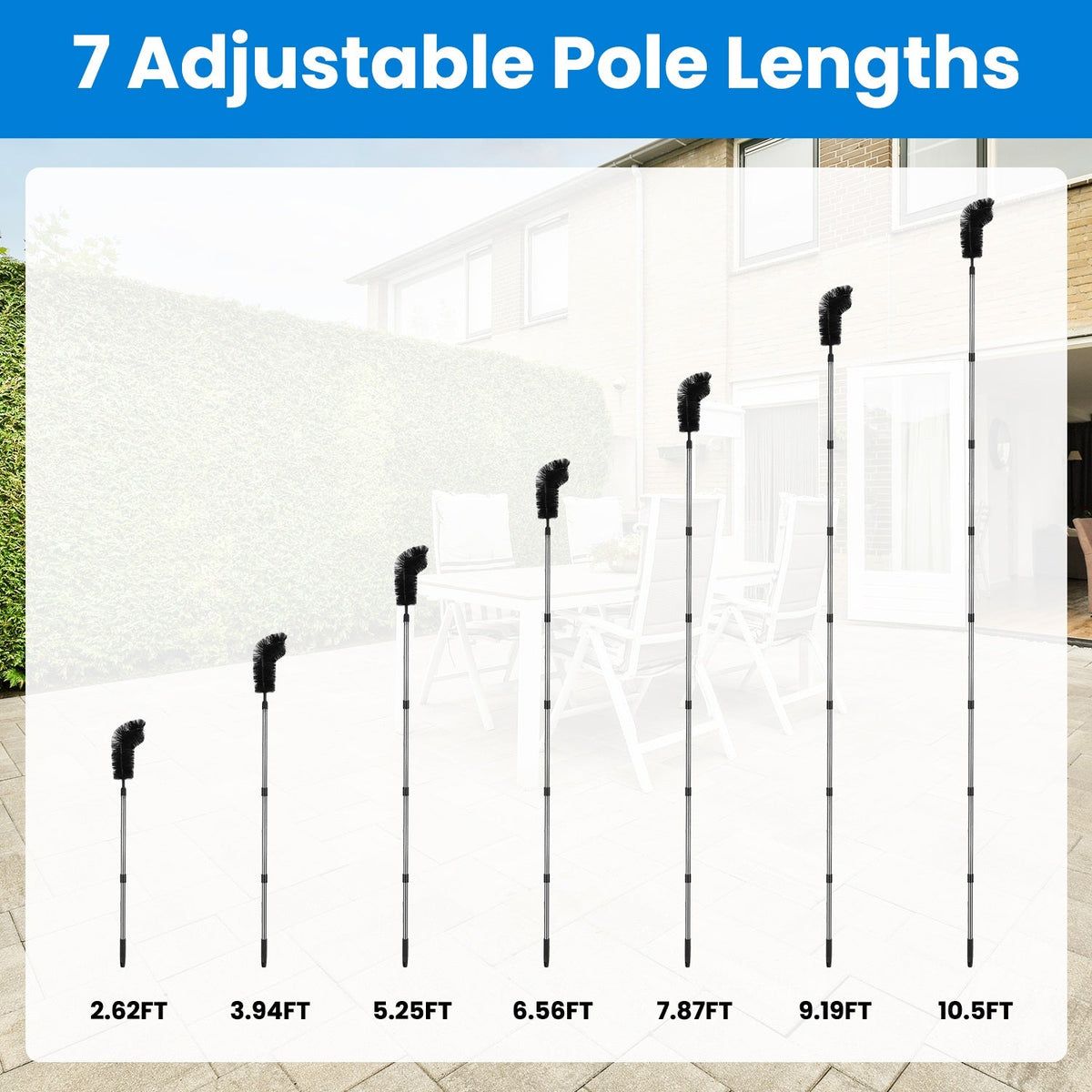 11.5FT Gutter Cleaning Brush With Telescoping Handle Rain Gutter Cleaner Extendable Gutter Cleaning Tool From The Ground with 2 Angled Brushes Anti-sl
