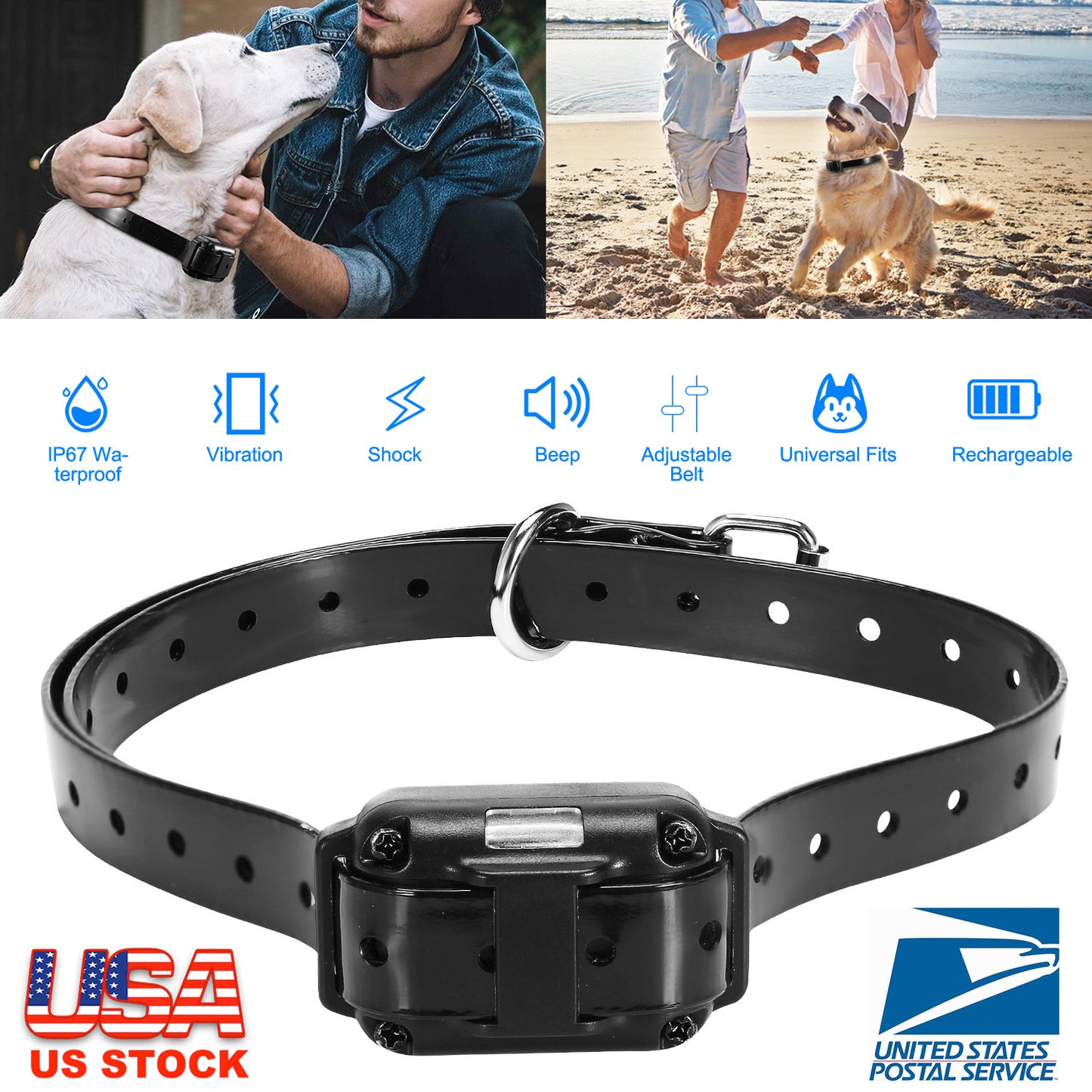 Dog Training Collar Receiver with Adjustable Belt IP67 Waterproof