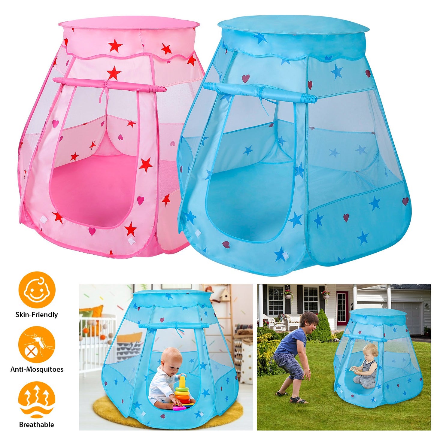 Kids Pop Up Play Tent - Princess Castle for Indoor & Outdoor