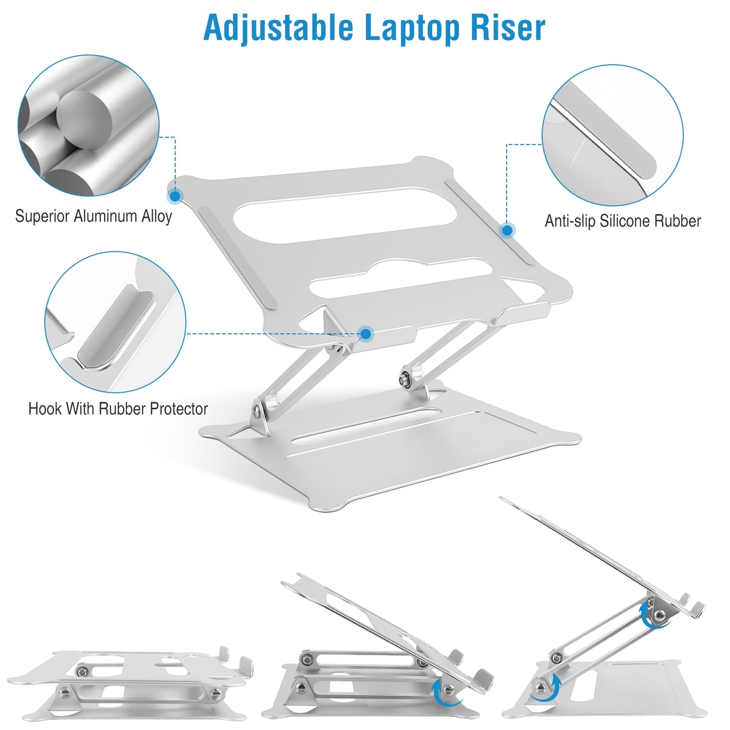 Adjustable Aluminum Laptop Stand for 10-17 Inch Notebooks